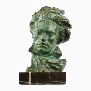 Art Deco Bronze & Marble Beethoven Bust by Pierre Le Faguays X Max Le Verrier, 1920s-KEM-2018177