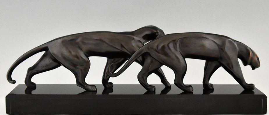 Art Deco Bronze Panther Sculpture by Michel Decoux in Bronze, 1920s-KTN-1776939