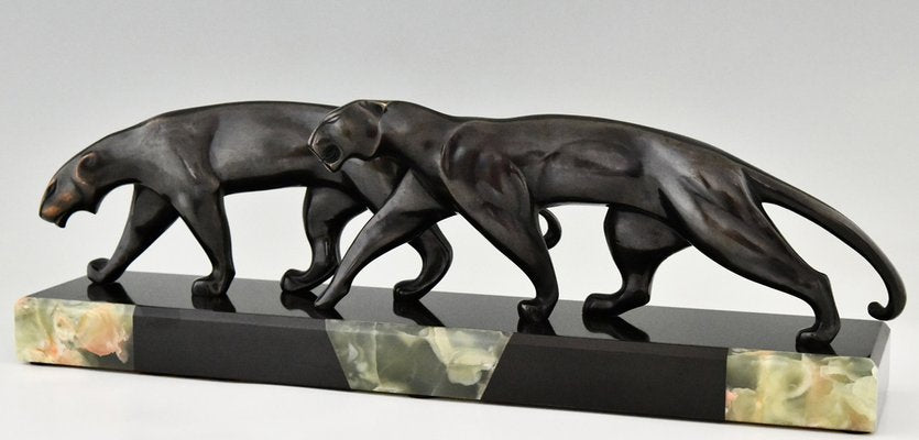 Art Deco Bronze Panther Sculpture by Michel Decoux in Bronze, 1920s-KTN-1776939