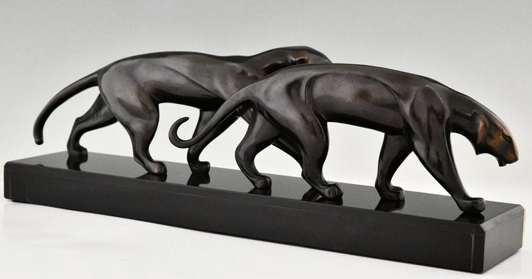 Art Deco Bronze Panther Sculpture by Michel Decoux in Bronze, 1920s-KTN-1776939