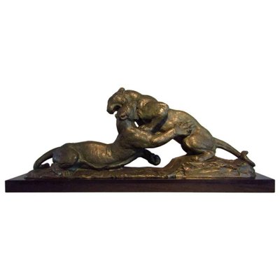 Art Deco Bronze Panther Sculpture from Robert, 1930s-POM-625931