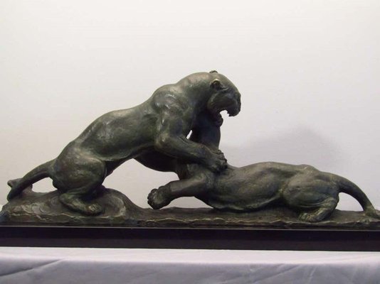 Art Deco Bronze Panther Sculpture from Robert, 1930s-POM-625931