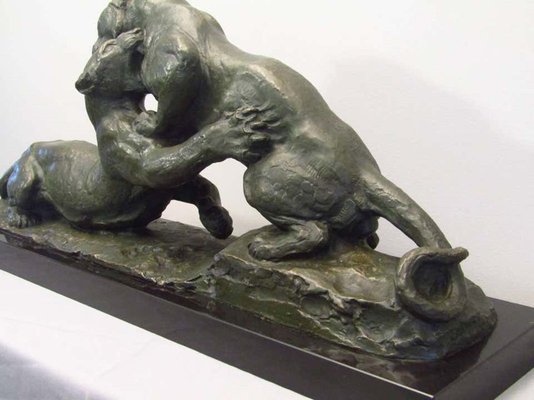 Art Deco Bronze Panther Sculpture from Robert, 1930s-POM-625931