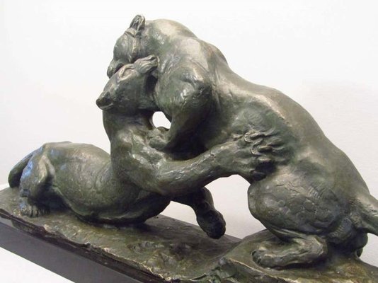 Art Deco Bronze Panther Sculpture from Robert, 1930s-POM-625931