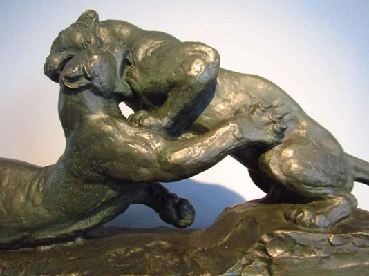 Art Deco Bronze Panther Sculpture from Robert, 1930s-POM-625931