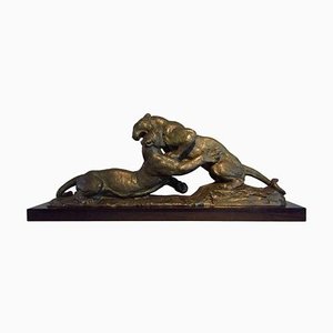 Art Deco Bronze Panther Sculpture from Robert, 1930s-POM-625931