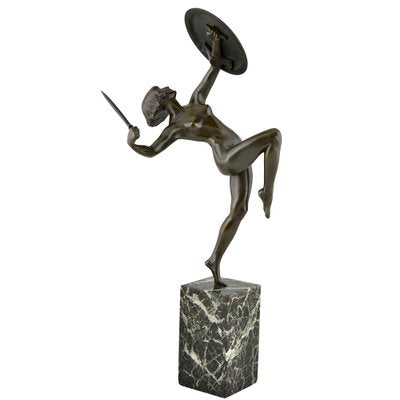 Art Deco Bronze Sculpture of a Nude Dagger Dancer by Pierre Le Faguays, 1930s-KTN-1283245