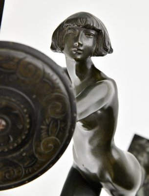 Art Deco Bronze Sculpture of a Nude Dagger Dancer by Pierre Le Faguays, 1930s-KTN-1283245