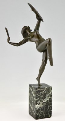 Art Deco Bronze Sculpture of a Nude Dagger Dancer by Pierre Le Faguays, 1930s-KTN-1283245