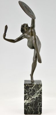 Art Deco Bronze Sculpture of a Nude Dagger Dancer by Pierre Le Faguays, 1930s-KTN-1283245