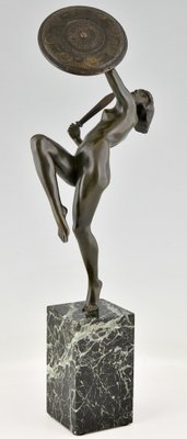 Art Deco Bronze Sculpture of a Nude Dagger Dancer by Pierre Le Faguays, 1930s-KTN-1283245