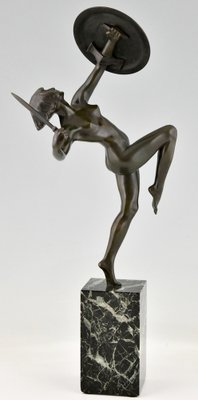 Art Deco Bronze Sculpture of a Nude Dagger Dancer by Pierre Le Faguays, 1930s-KTN-1283245