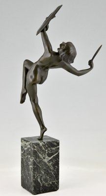 Art Deco Bronze Sculpture of a Nude Dagger Dancer by Pierre Le Faguays, 1930s-KTN-1283245