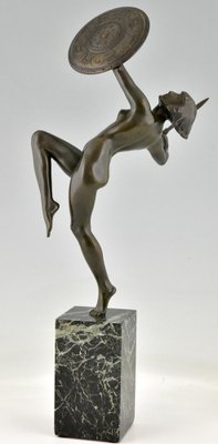 Art Deco Bronze Sculpture of a Nude Dagger Dancer by Pierre Le Faguays, 1930s-KTN-1283245