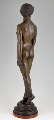 Art Deco Bronze Sculpture of a Standing Nude by Wilhelm Oskar Prack, 1930s-KTN-621979