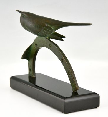 Art Deco Bronze Sculpture of Bird on Horseshoe by André Vincent Becquerel, 1930s-KTN-1348351