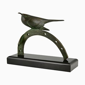 Art Deco Bronze Sculpture of Bird on Horseshoe by André Vincent Becquerel, 1930s-KTN-1348351