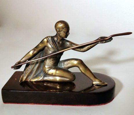 Art Deco Bronze Statuette Depicting a Young Gymnast-QRS-996882