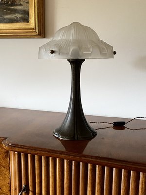 Art Deco Bronze Table Lamp, France, 1930s-TXN-1748670