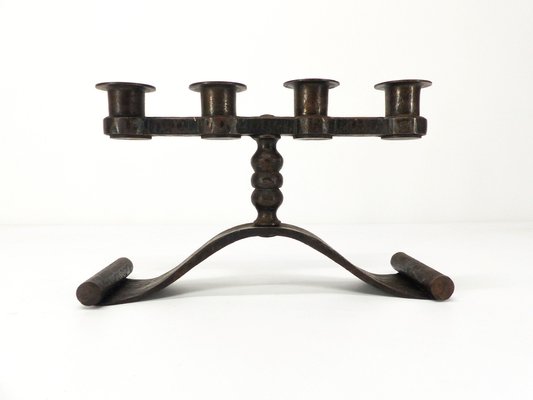 Art Deco Brutalist Wrought Iron Candleholder by Charles Piguet, 1930s-DQG-1742420