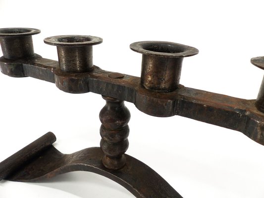 Art Deco Brutalist Wrought Iron Candleholder by Charles Piguet, 1930s-DQG-1742420