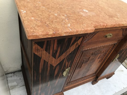 Art Deco Buffet-Chest of Drawers with a Marble Top, 1920s-WQQ-1395983