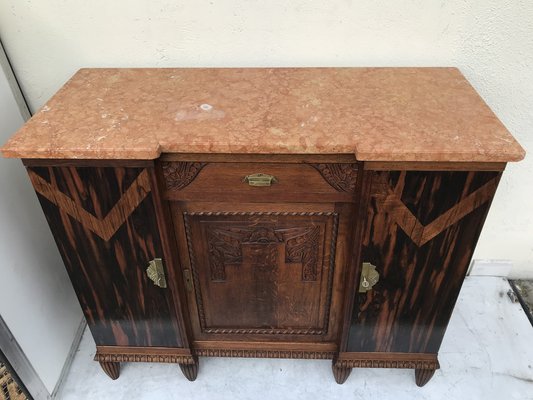 Art Deco Buffet-Chest of Drawers with a Marble Top, 1920s-WQQ-1395983