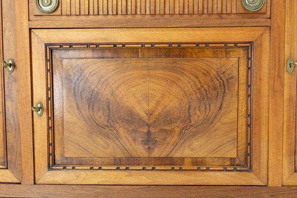 Art Deco Buffet Credenza Cabinet Walnut Marble Top with Semicircle Mirror, 1930s-RIU-1329248