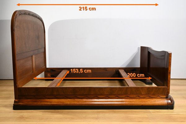 Art Deco Burl Walnut Bed, 1930s-RVK-2034800