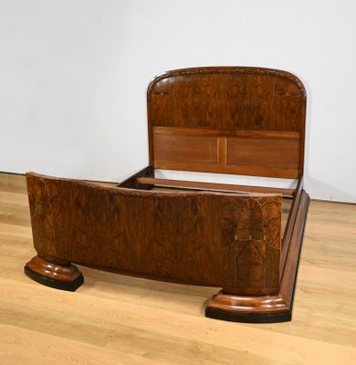 Art Deco Burl Walnut Bed, 1930s-RVK-2034800