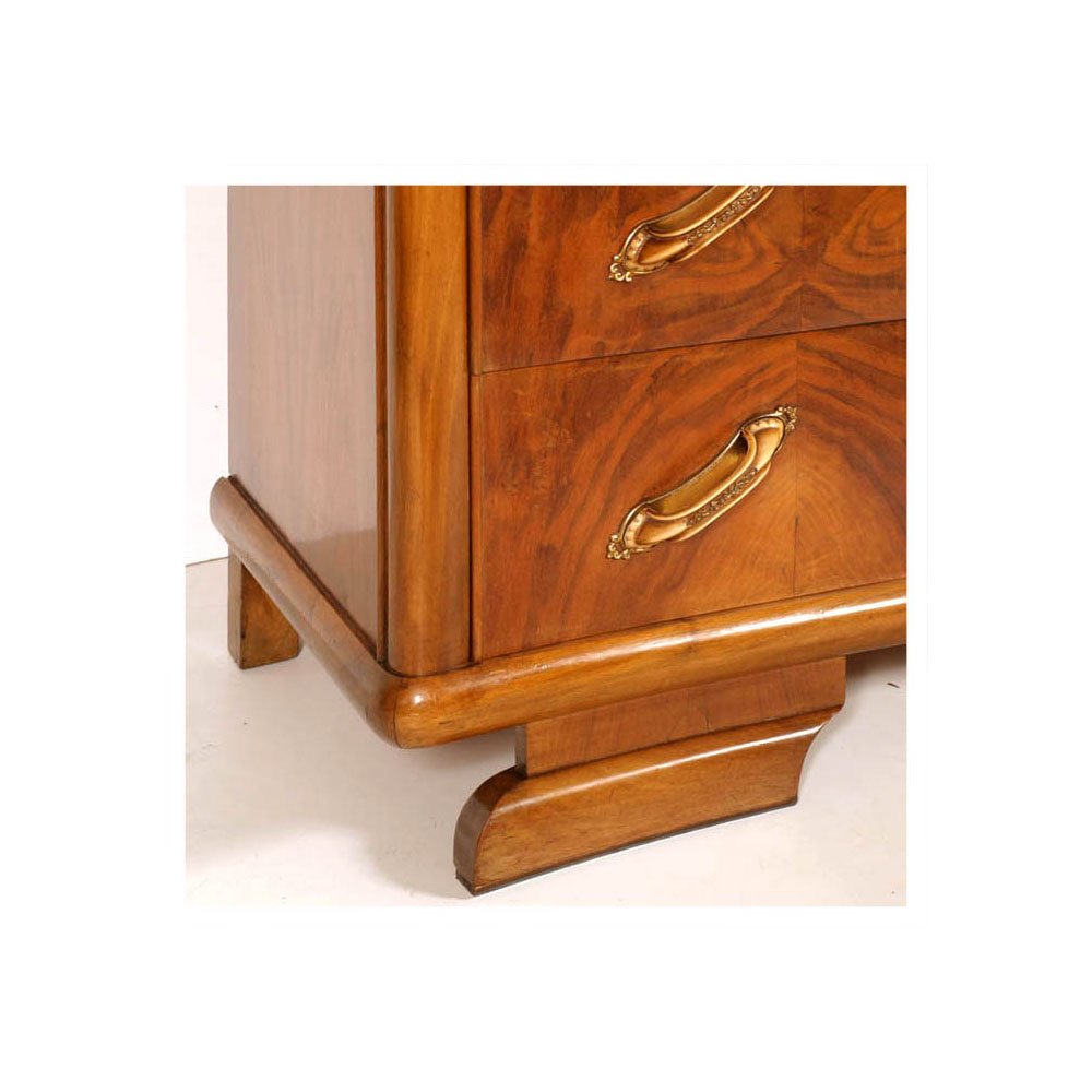 Art Deco Burl Walnut Dresser with Mirror from Gaetano Borsani, 1920s