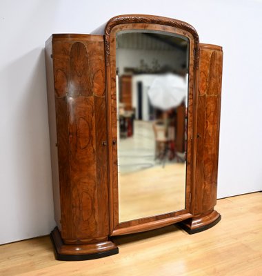 Art Deco Burl Walnut Mirror Cabinet, 1930s-RVK-2024735