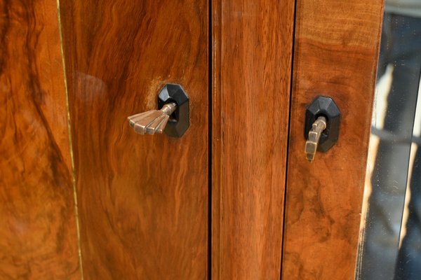 Art Deco Burl Walnut Mirror Cabinet, 1930s-RVK-2024735