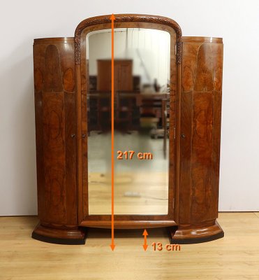 Art Deco Burl Walnut Mirror Cabinet, 1930s-RVK-2024735