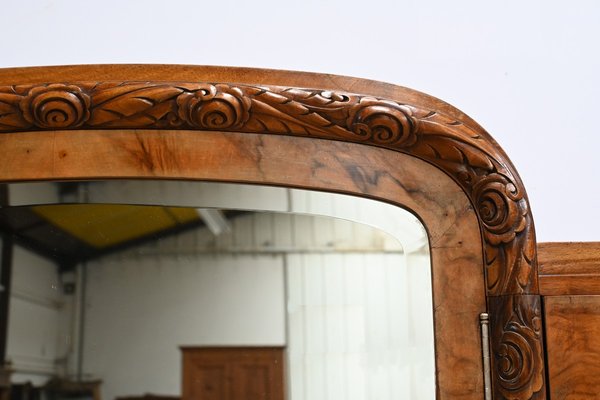 Art Deco Burl Walnut Mirror Cabinet, 1930s-RVK-2024735