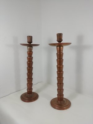 Art Deco Candleholder in Coppered Iron, Set of 2-HNE-1340675