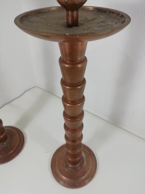 Art Deco Candleholder in Coppered Iron, Set of 2-HNE-1340675