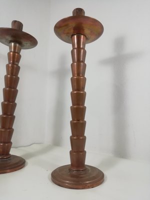 Art Deco Candleholder in Coppered Iron, Set of 2-HNE-1340675