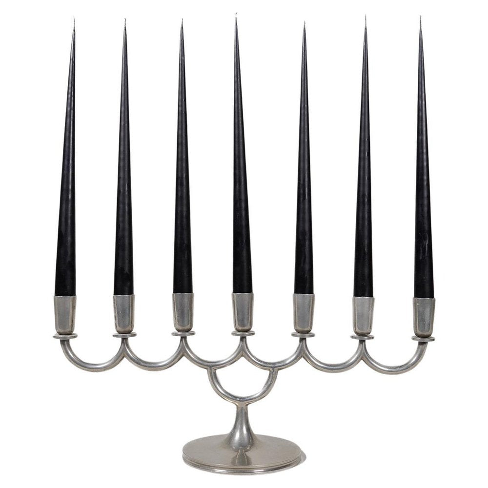 Art Deco Candleholder in Pewter attributed to Lars Holmström in Arvika, Sweden, 1931