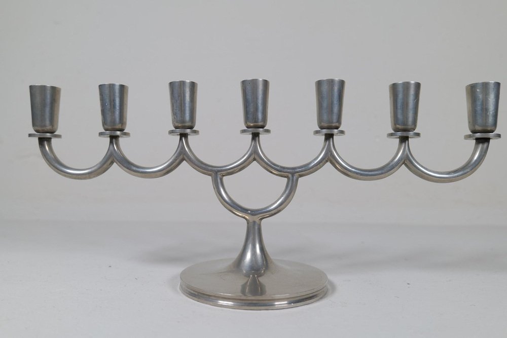 Art Deco Candleholder in Pewter attributed to Lars Holmström in Arvika, Sweden, 1931