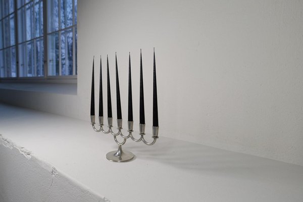 Art Deco Candleholder in Pewter attributed to Lars Holmström in Arvika, Sweden, 1931-UYK-1772906