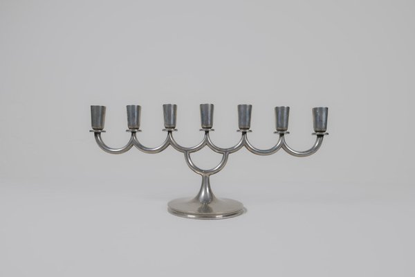 Art Deco Candleholder in Pewter attributed to Lars Holmström in Arvika, Sweden, 1931-UYK-1772906