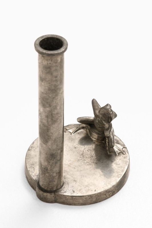 Art Deco Candlestick with Frog in Pewter, 1934