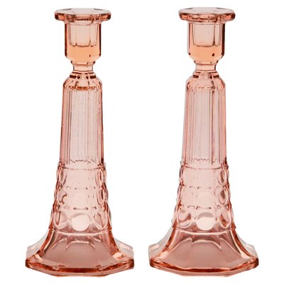 Art Deco Candlesticks by Charles Graffart for Val Saint Lambert Luxval, Set of 2-MJY-1349508