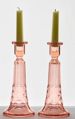 Art Deco Candlesticks by Charles Graffart for Val Saint Lambert Luxval, Set of 2-MJY-1349508