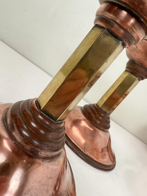 Art Deco Candlesticks in Copper and Brass, 1930s, Set of 2-WZZ-1718248