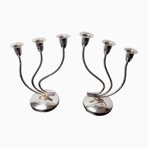 Art Deco Candlesticks in Stainless Steel, Spain, 1970s, Set of 2-EJE-1681141