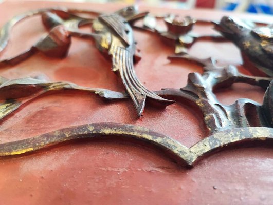 Art Deco Carved Relief with Birds on a Board, 1920s-1940s-CAQ-2036162