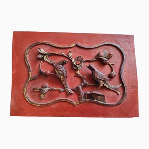 Art Deco Carved Relief with Birds on a Board, 1920s-1940s-CAQ-2036162