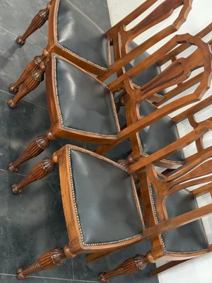 Art Deco Carved Walnut Dining Chairs, 1930s, Set of 6-IJR-861547